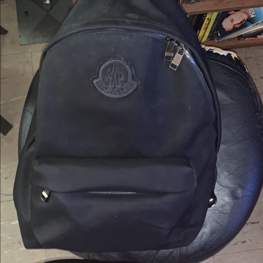 Black Moncler water-resistant backpack